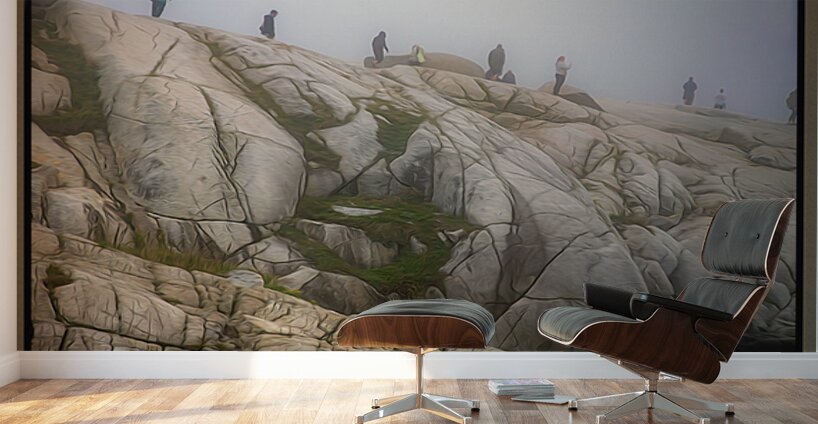 A FOGGY DAY AT PEGGY S COVE LIGHT HOUSE Wall Murals