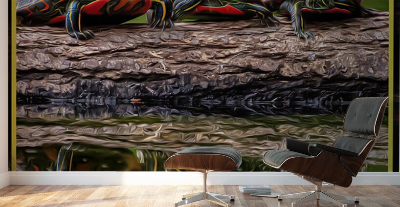 PAINTED TURTLES SUNNING Wall Murals